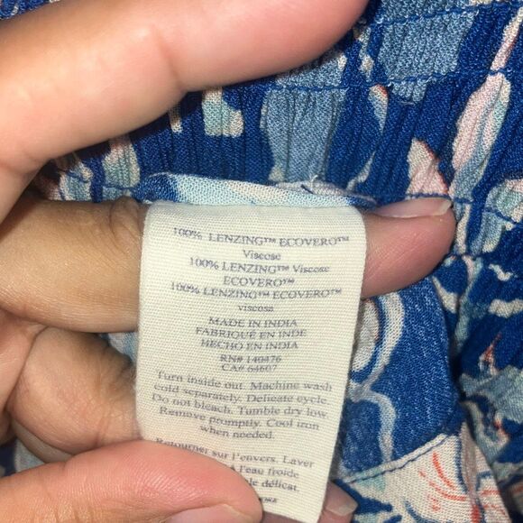 Faherty sunseeker blue ginger midi floral boho coastal cowgirl dress pockets XS - Picture 10 of 13